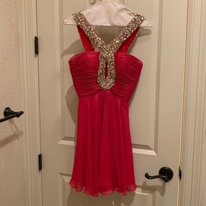 Red keyhole Sherri Hill cocktail prom dress